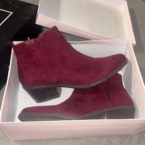 Just Fab Burgundy Velvet Booties